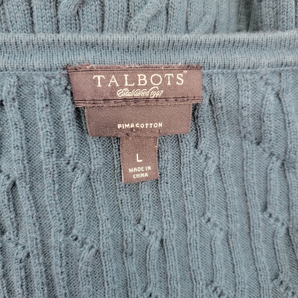 Talbots Womens Sweater Size Large Pima Cotton Pullover Cable Knit - Picture 2 of 9
